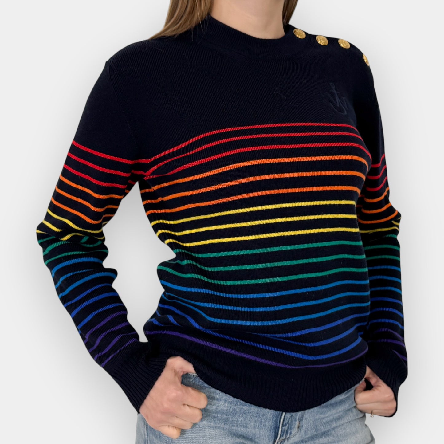 JW Anderson Navy Stripe Wool Jumper Small ~ AU8-10