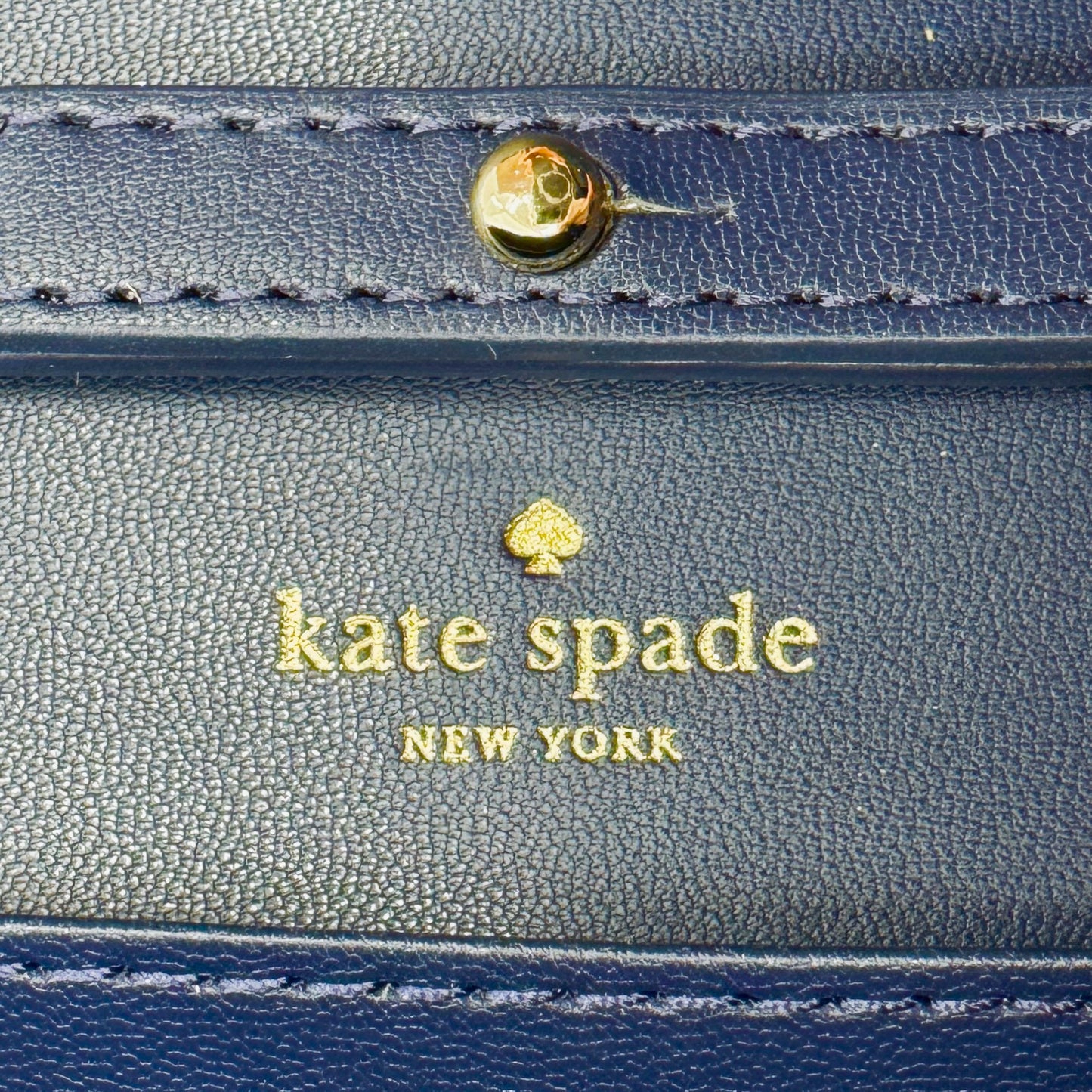 Kate Spade NY Navy Blue Blush Pink Stripe Glitter Bag