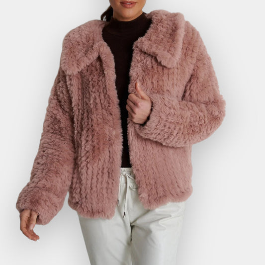 Lady Luxe Rose Pink Faux Fur Leola Jacket Medium ~ Large