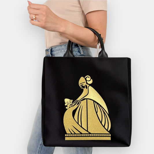 Lanvin Paris Mother & Child Black Large Shopper Tote Bag