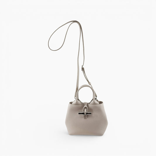 Longchamp Paper White Leather Le Roseau XS Handbag