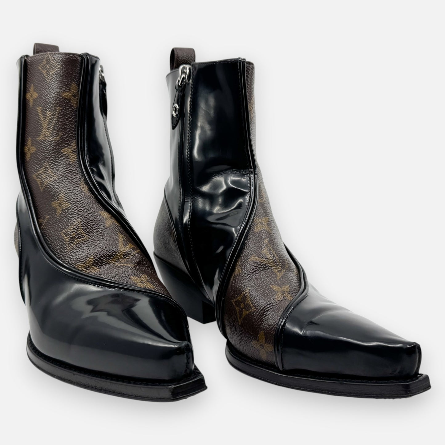 Louis Vuitton Black Patent Monogram Matador Ankle Boots EU38 ~ AU7