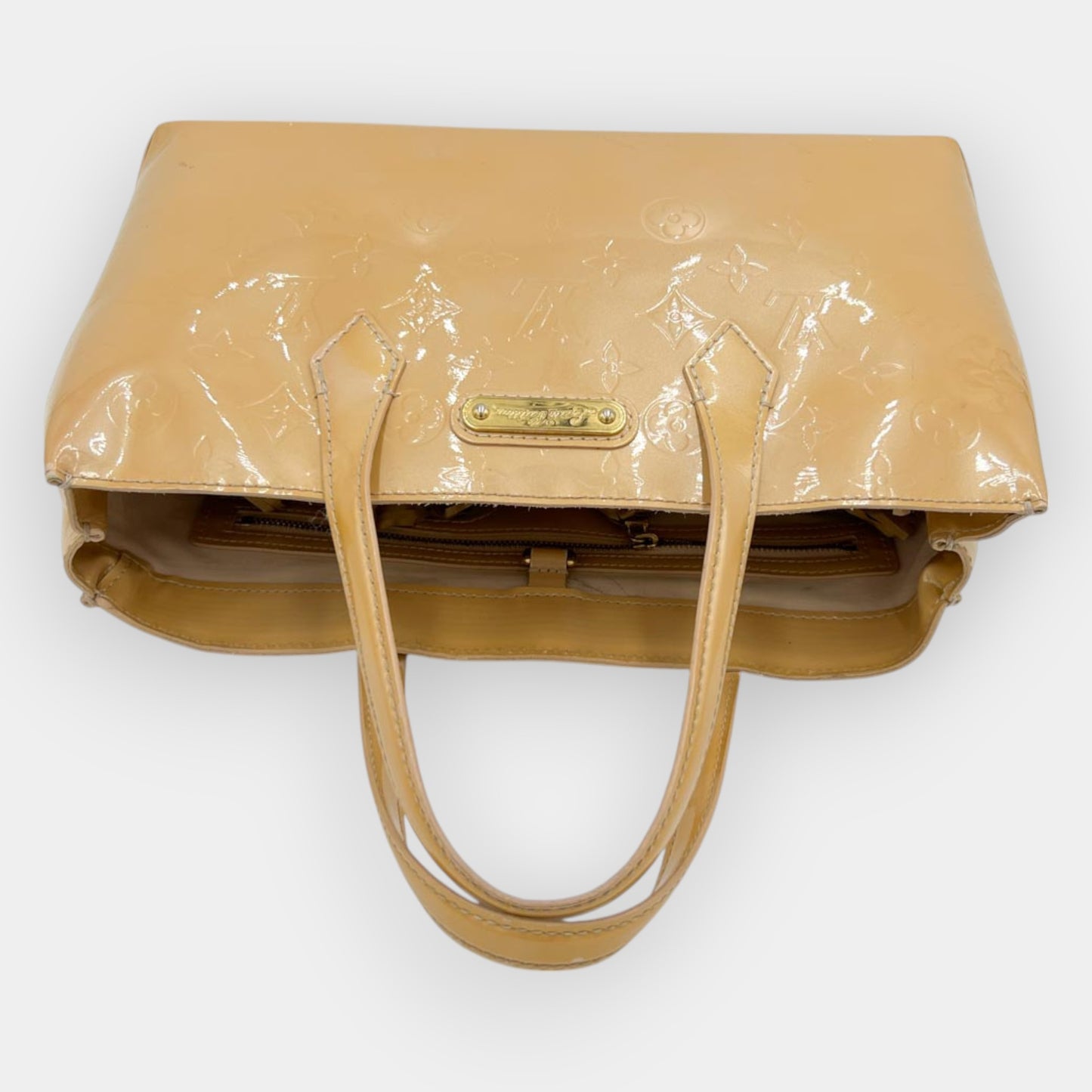 Louis Vuitton Wilshire PM Beige Nude Patent Leather Tote Bag