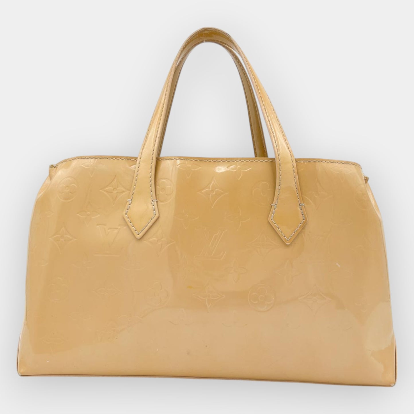 Louis Vuitton Wilshire PM Beige Nude Patent Leather Tote Bag