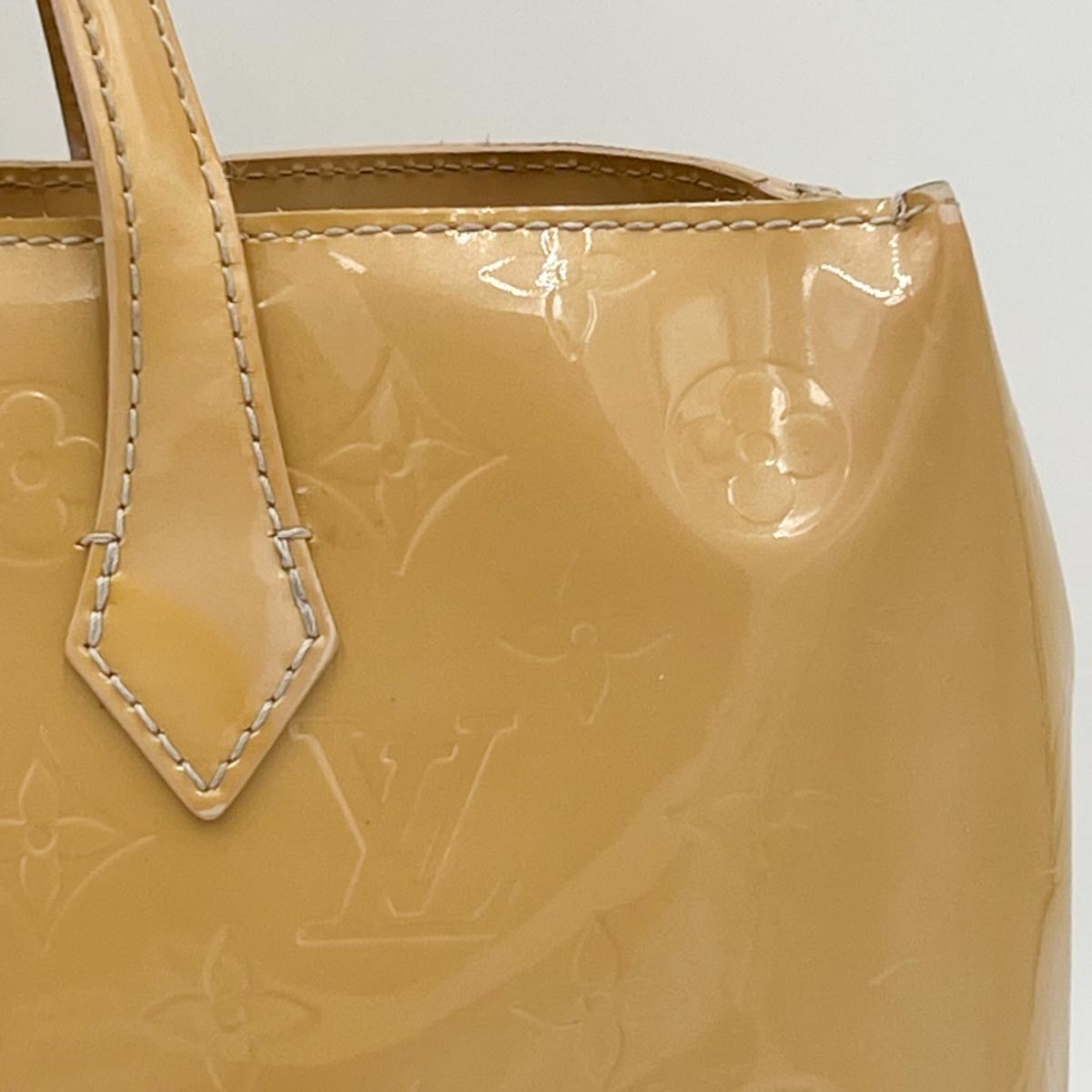 Louis Vuitton Wilshire PM Beige Nude Patent Leather Tote Bag