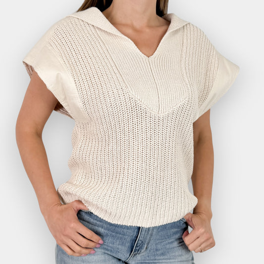 By Malene Birger Cream Kiko Knitted Vest Jumper Medium ~ AU10-12