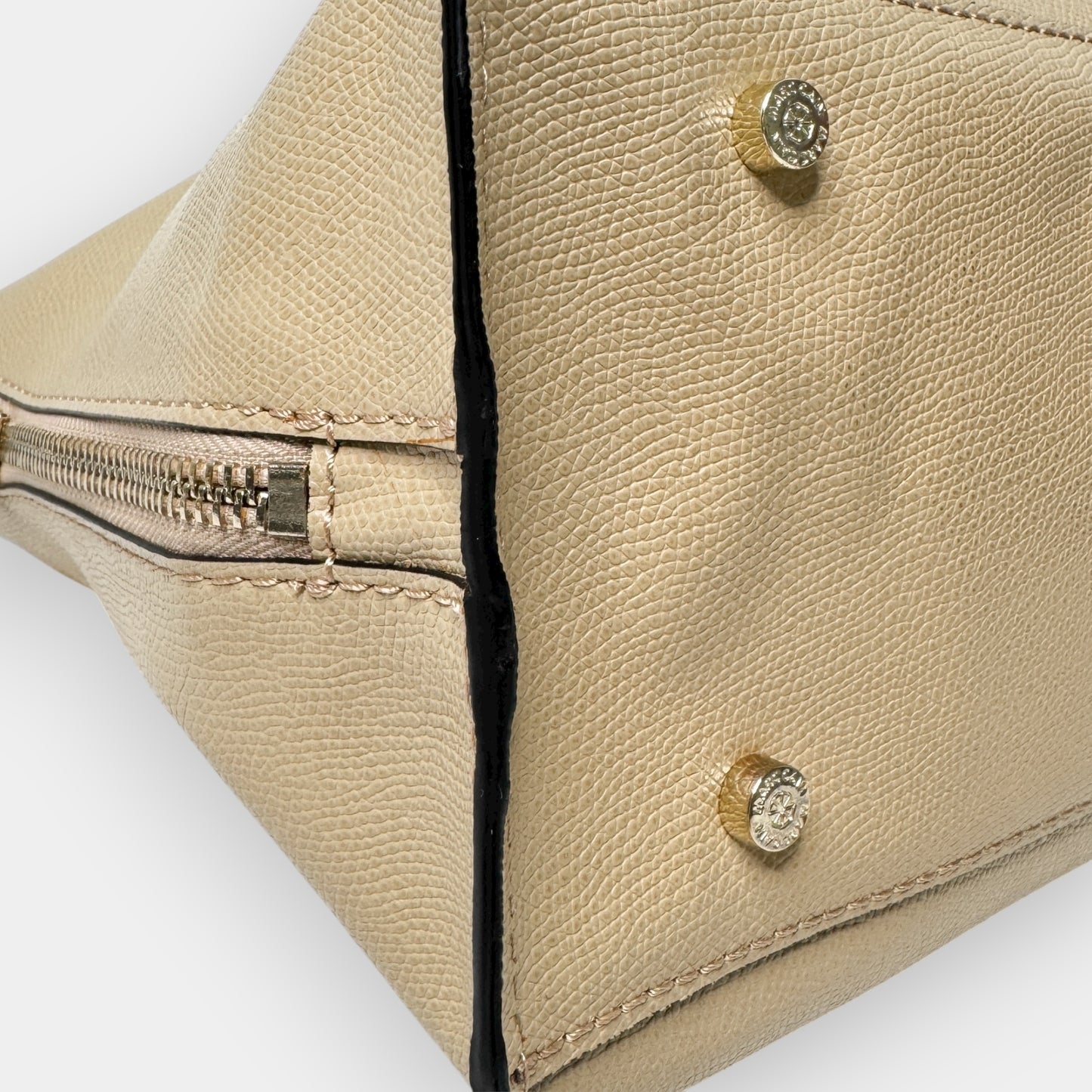 Marc Cain Beige Pebbled Leather Tote Bag