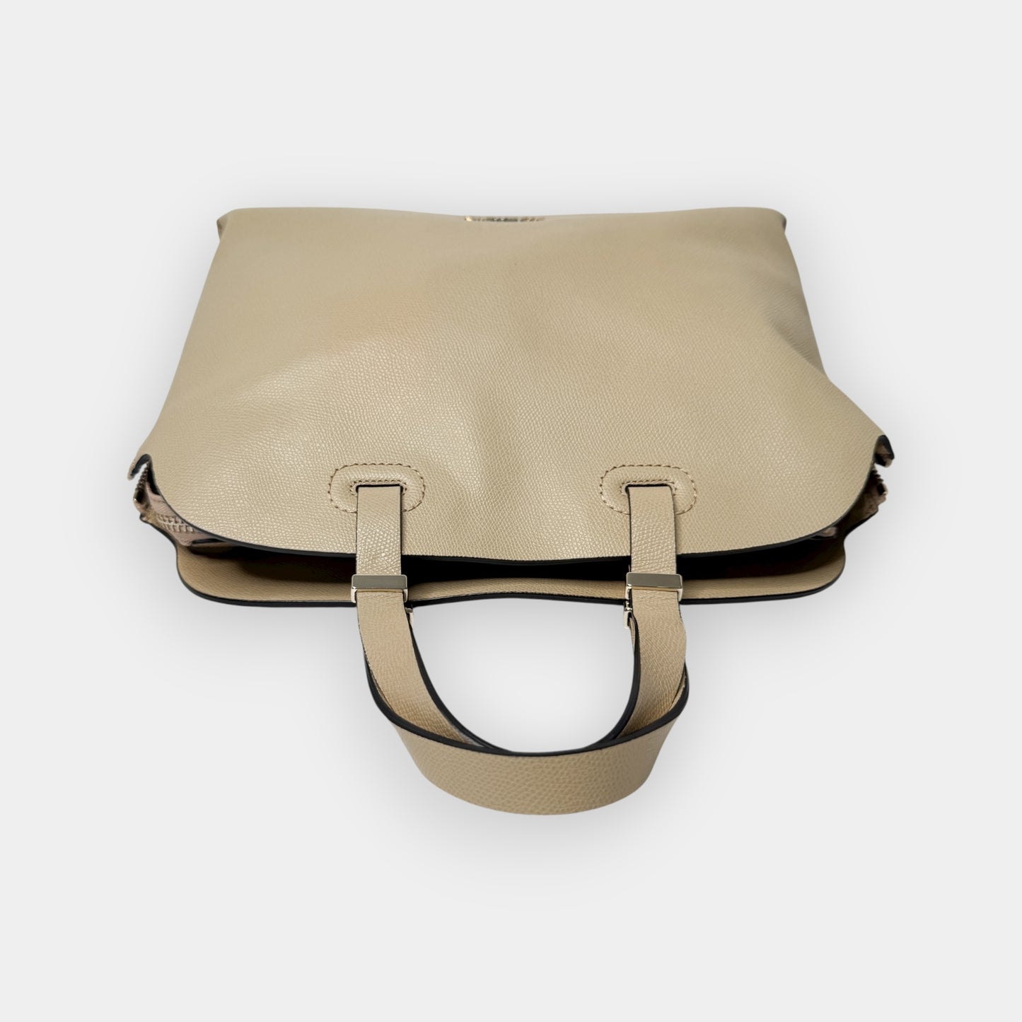 Marc Cain Beige Pebbled Leather Tote Bag