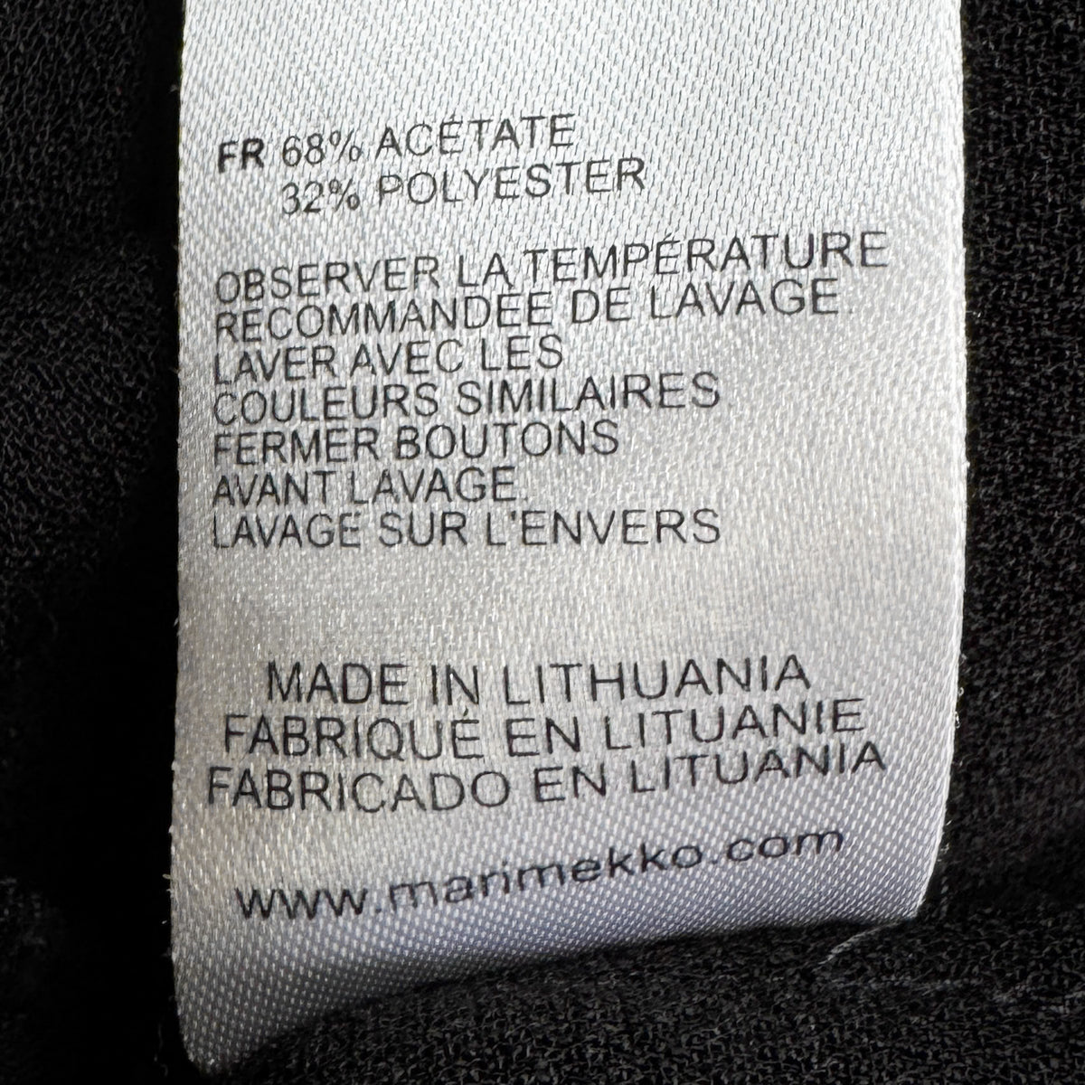 Marimekko Black Crepe 3/4 Sleeve Minimalist Midi Dress Medium