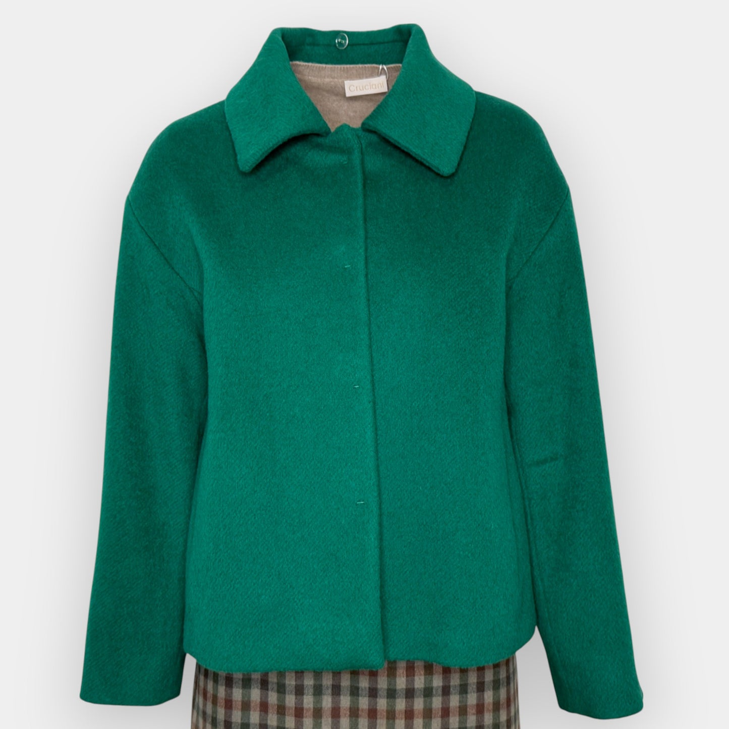 Max & Co. Green Mohair Wool & Mongolian Fur Trim Coat EU38 ~ AU10
