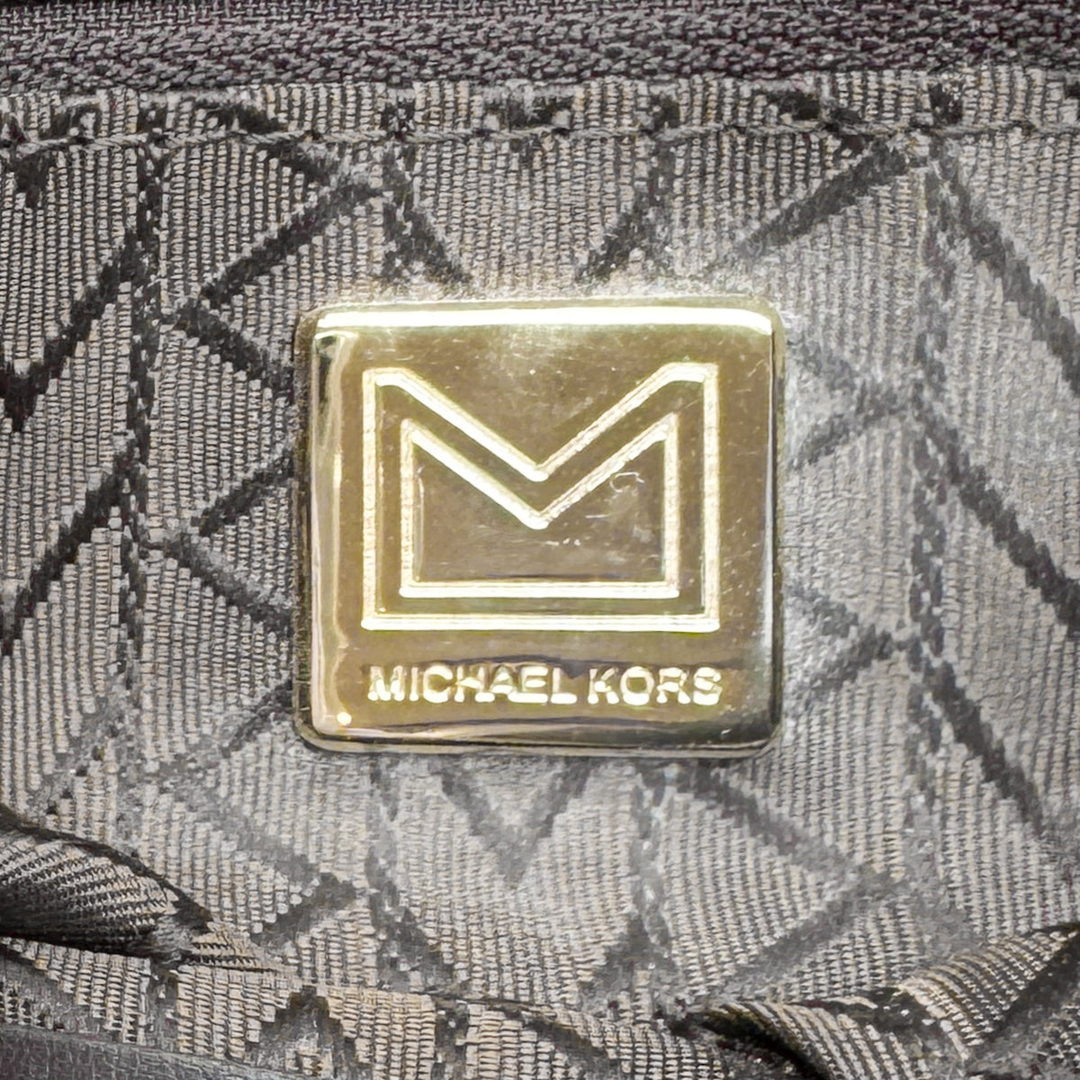 Michael Kors Monogram Jacquard Brown Leather Flap Shoulder Bag
