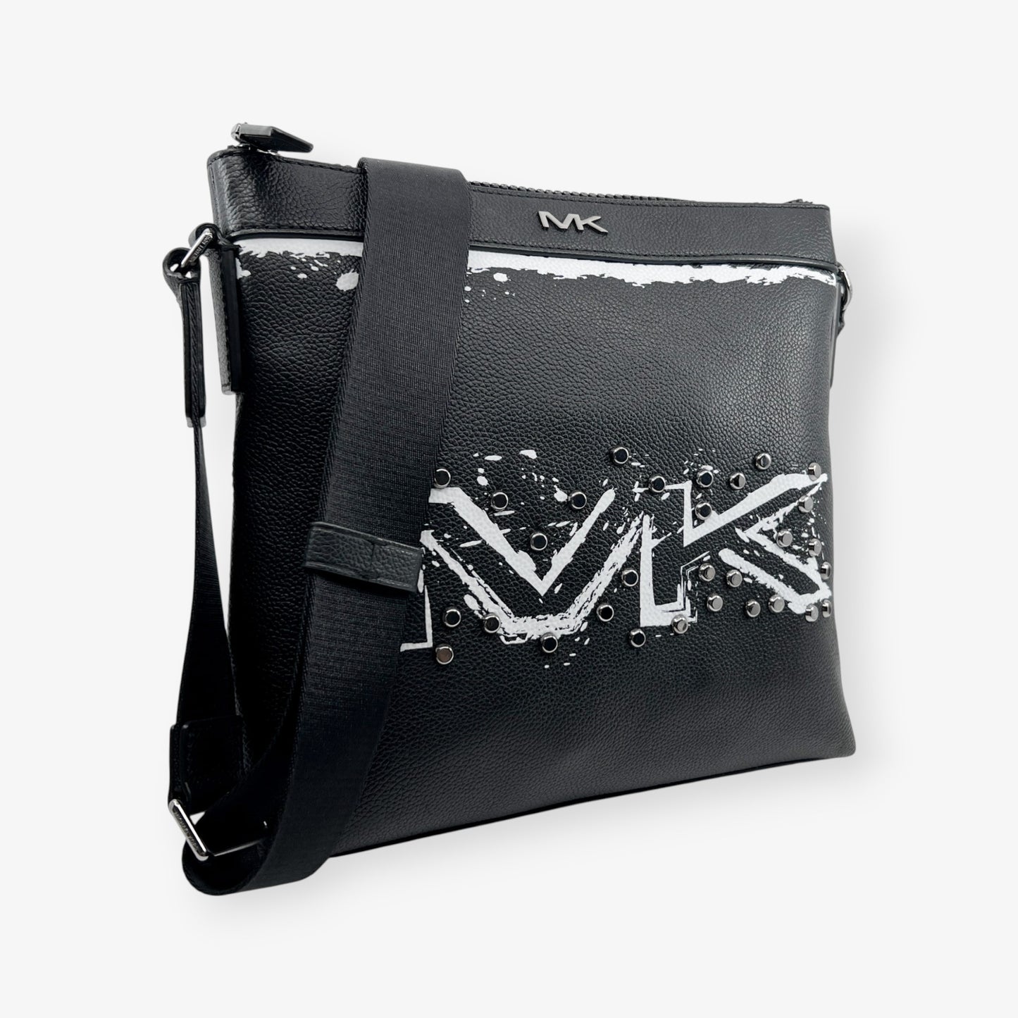 Michael Kors Black Faux Leather Logo Crossbody Bag