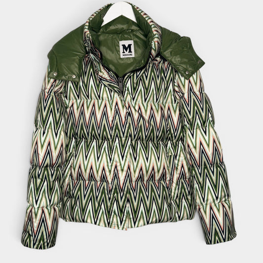 M Missoni Green Pink Chevron Duck Down Puffer Coat IT38 ~ AU8-10