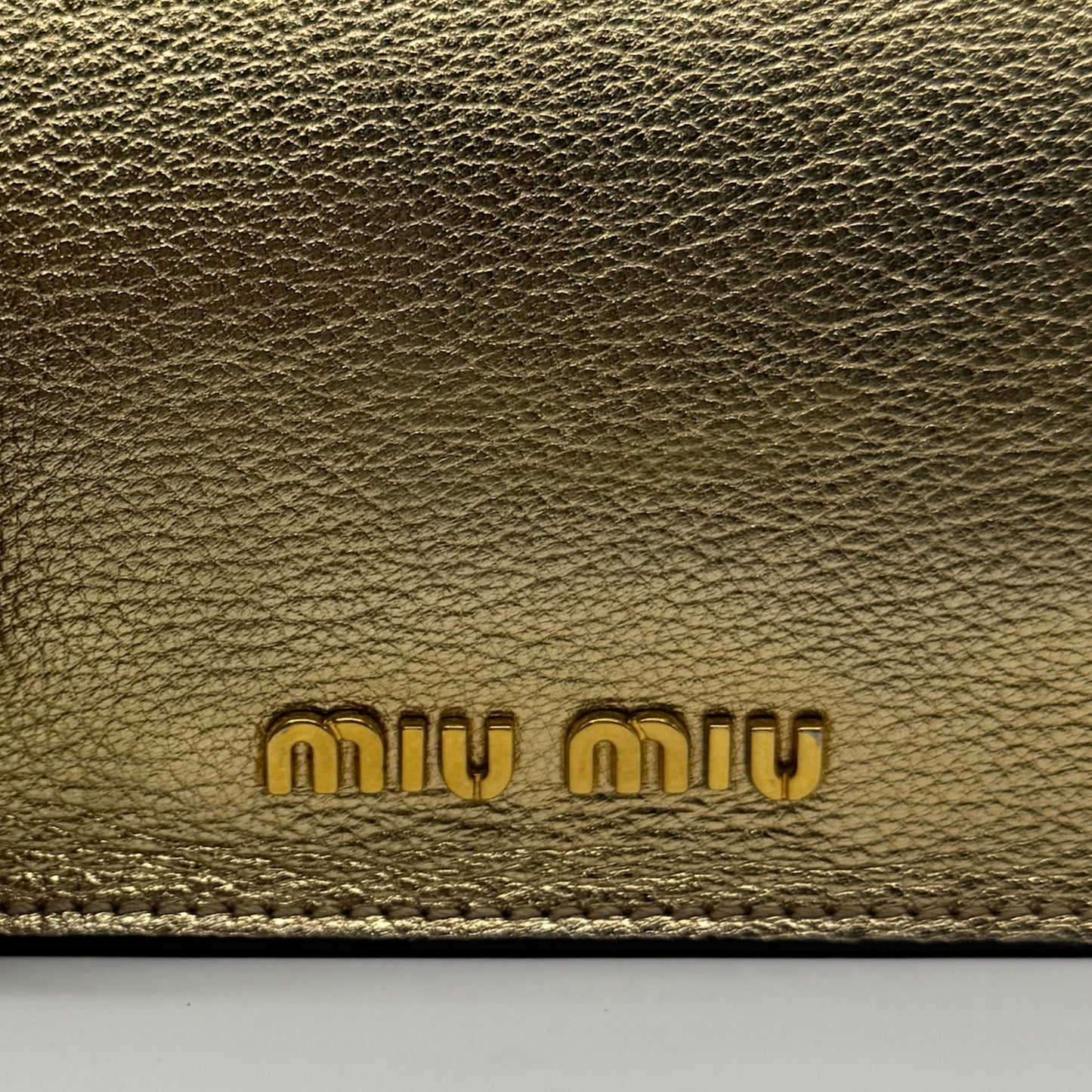 Miu Miu Gold Madras Leather Push Lock Tote Bag