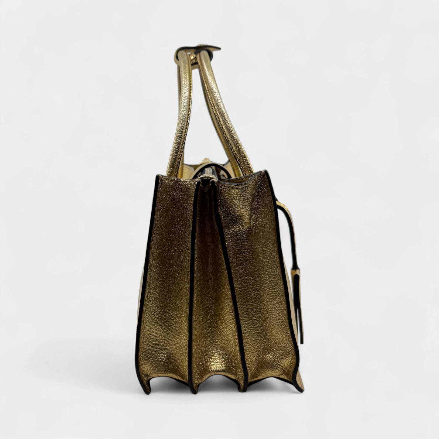 Miu Miu Gold Madras Leather Push Lock Tote Bag