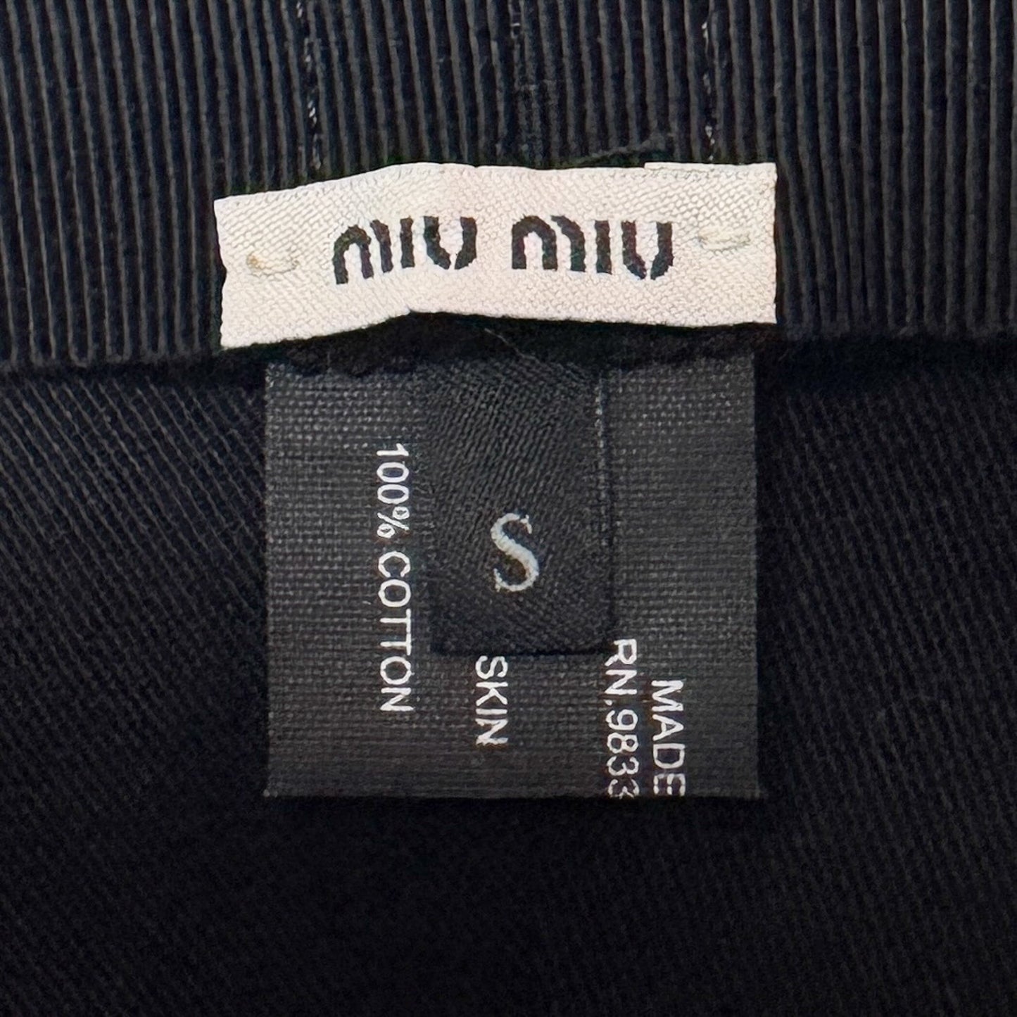 Miu Miu Black Lambs Leather Bow Cap Riding Style Hat