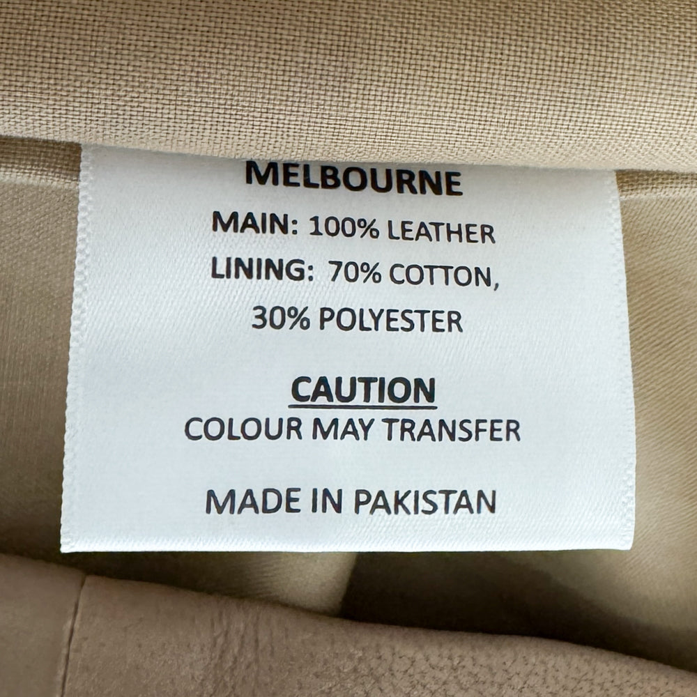 Once Was Beige Wheat Leather Leighton Herringbone Coat 1 ~ AU8-10