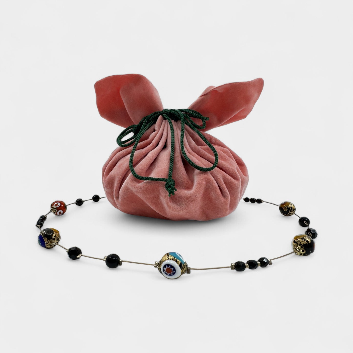 Ophelia Black & Multicoloured Murano Glass Beaded Necklace