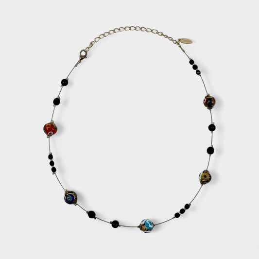 Ophelia Black & Multicoloured Murano Glass Beaded Necklace