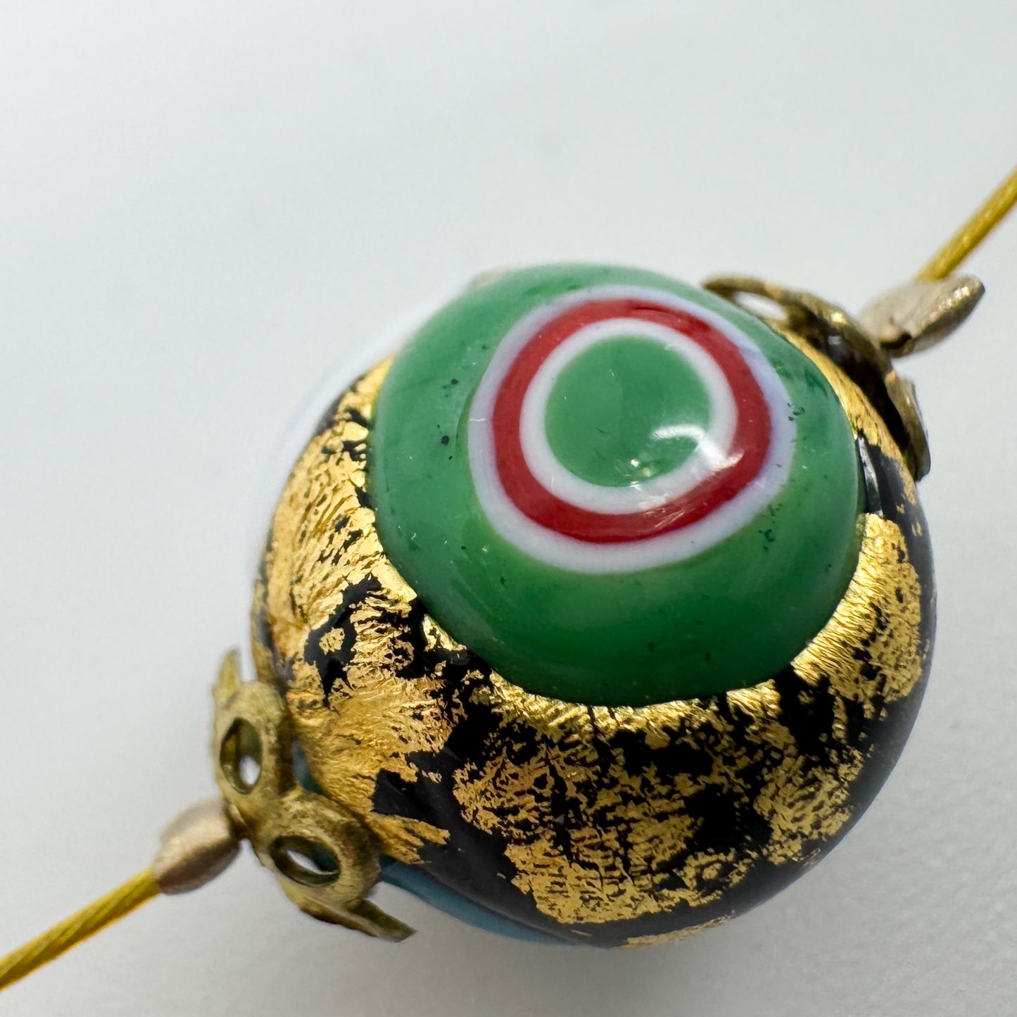 Ophelia Black & Green Blue Murano Glass Beaded Necklace