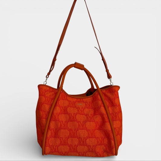 Max Mara Monogram Marin Orange Canvas & Leather Handbag