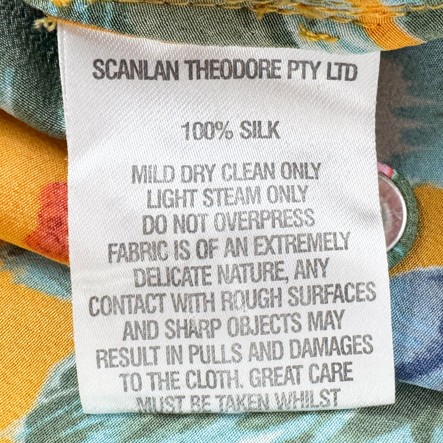 Scanlan Theodore Orange Floral Silk High Neck Midi Dress AU8 ~ 10