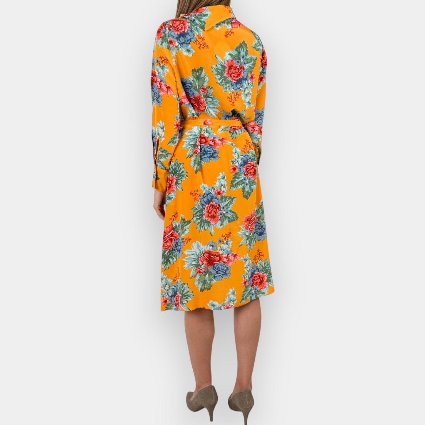 Scanlan Theodore Orange Floral Silk Midi Dress AU8 (~AU10)