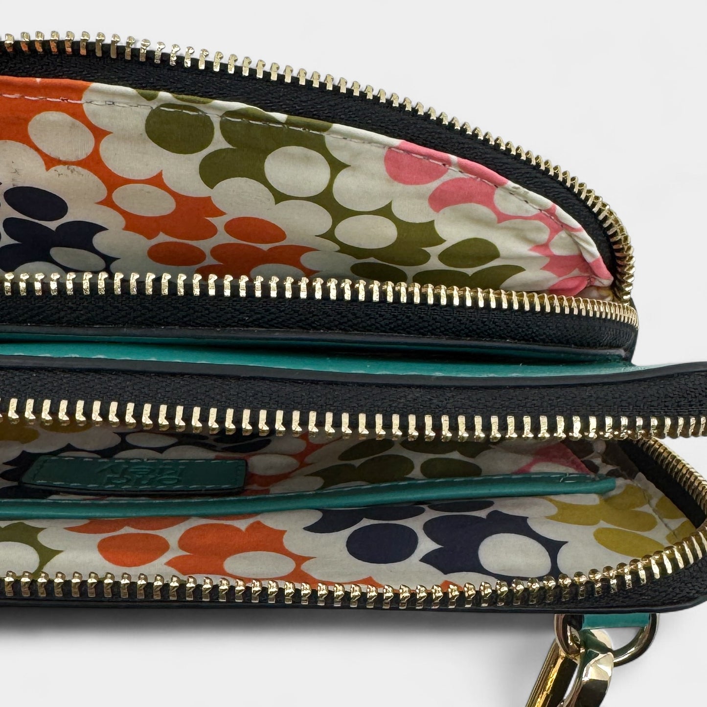 Orla Kiely Portia East Turquoise Green Leather Embossed Stem Crossbody Bag