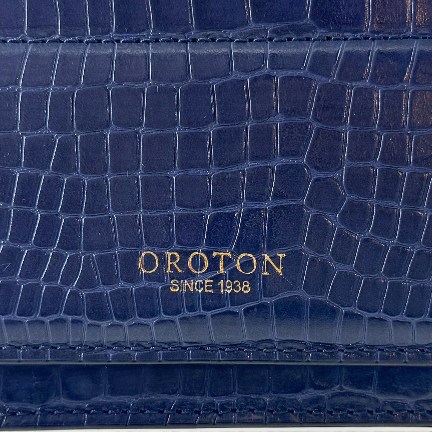 Oroton Blue Croc Textured Leather Forte Shoulder Bag