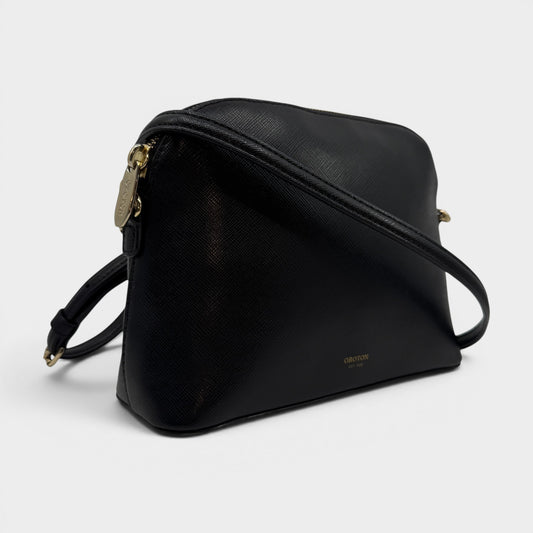 Oroton Black Saffiano Leather Inez Slim Crossbody Bag