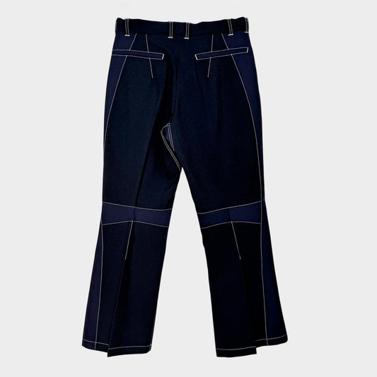 Shiro Sakai Japan Navy Blue Wool Kick Flare Cropped Trousers Medium ~ AU10