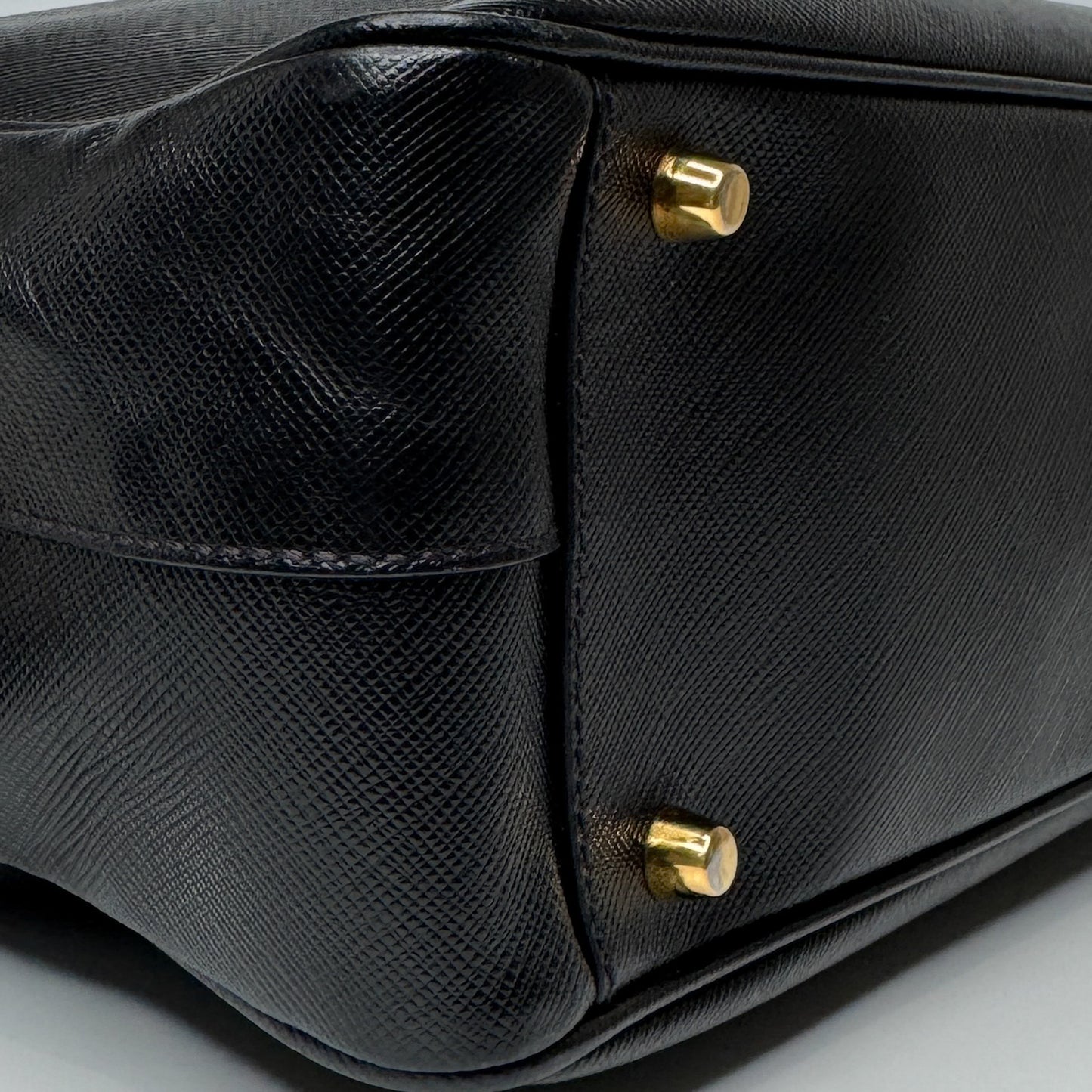Prada Black Saffiano Leather Bauletto Zip Work Tote Bag