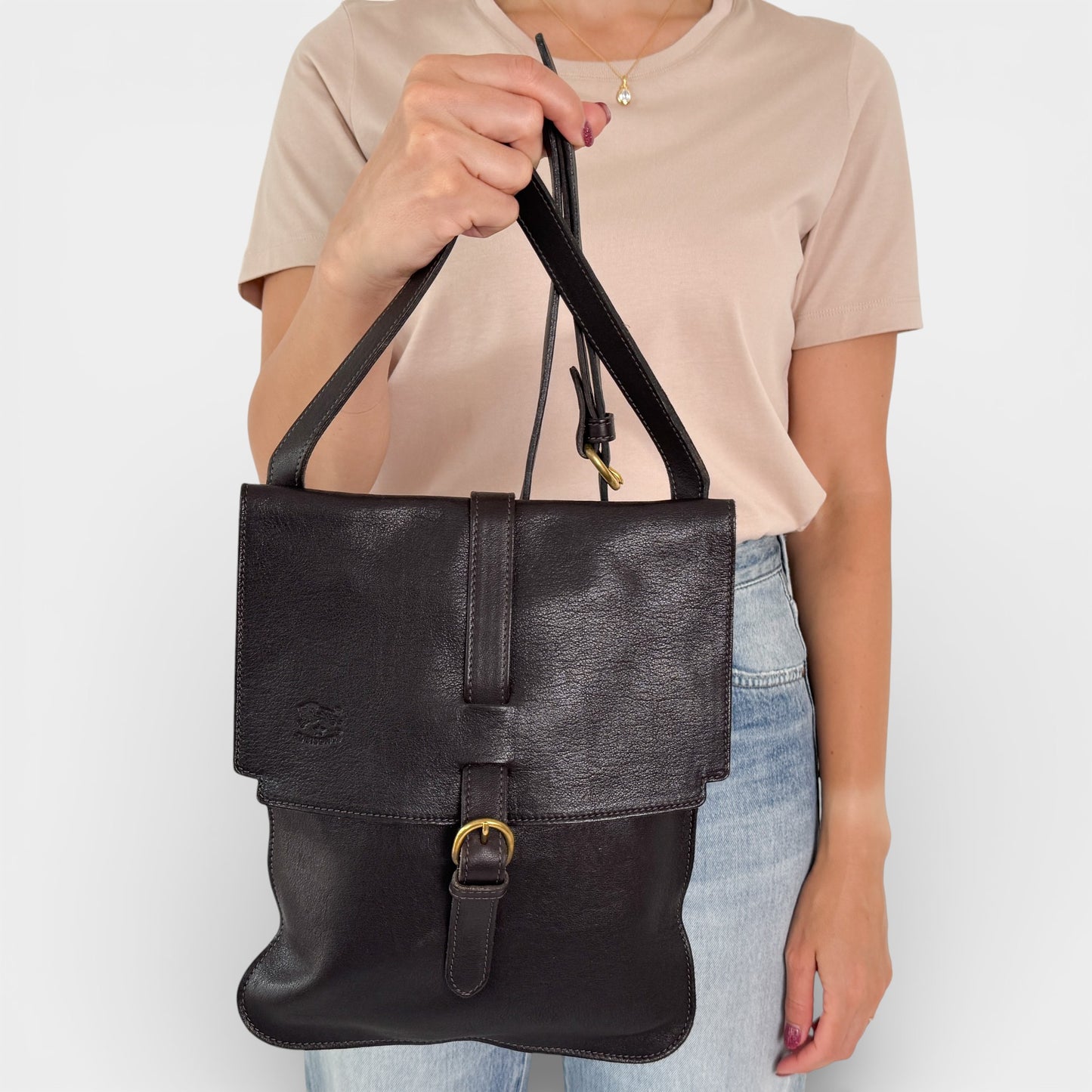 Il Bisonte Dark Brown Leather Crossbody Bag