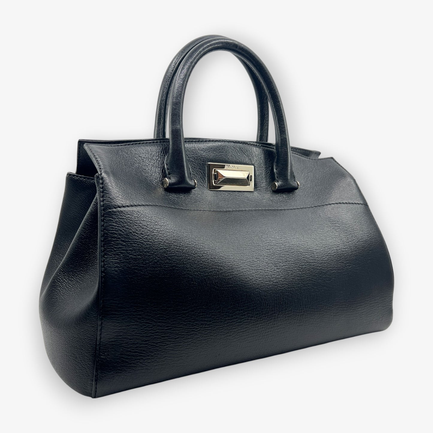 Max Mara Black Leather Chelsea Top Handle 2Way Bag