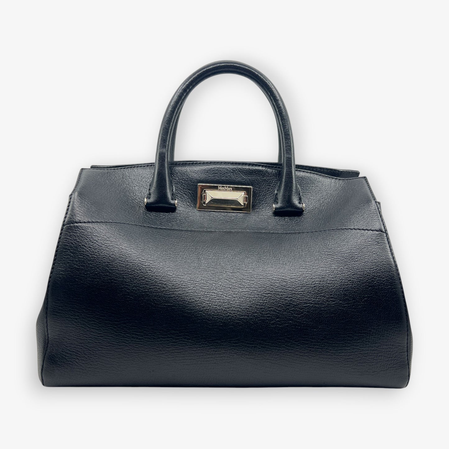 Max Mara Black Leather Chelsea Top Handle 2Way Bag
