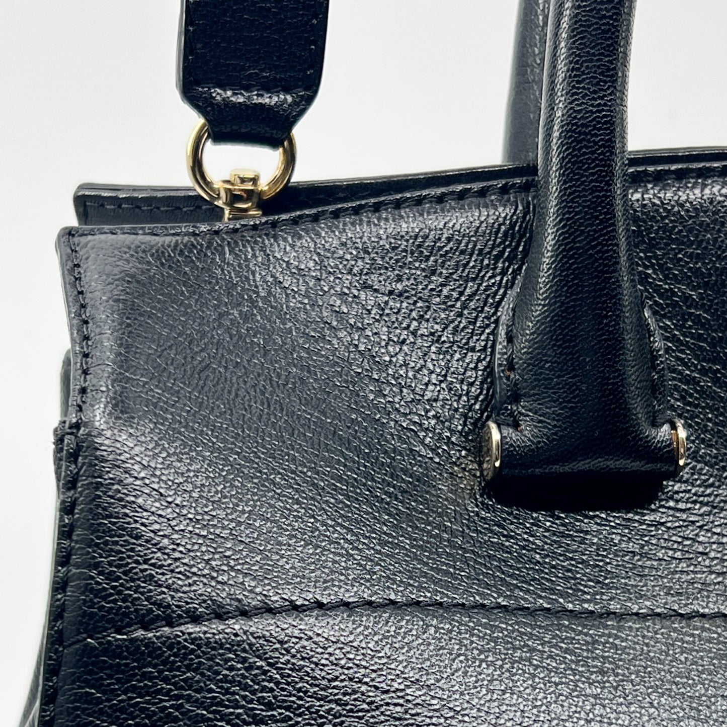 Max Mara Black Leather Chelsea Top Handle 2Way Bag