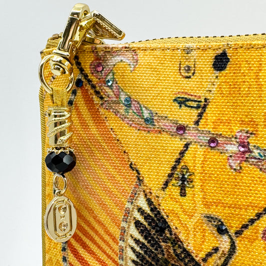 Camilla Valley Of The Kings Yellow Canvas Embellished Clutch Bag