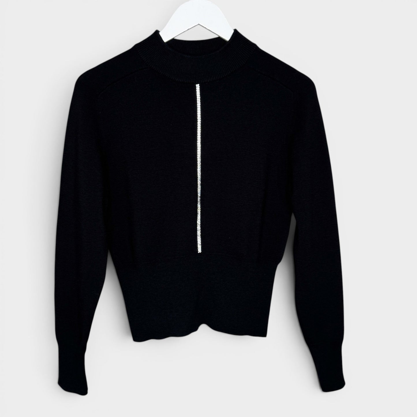 Christopher Kane Black Crystal Wool Knit Jumper Medium