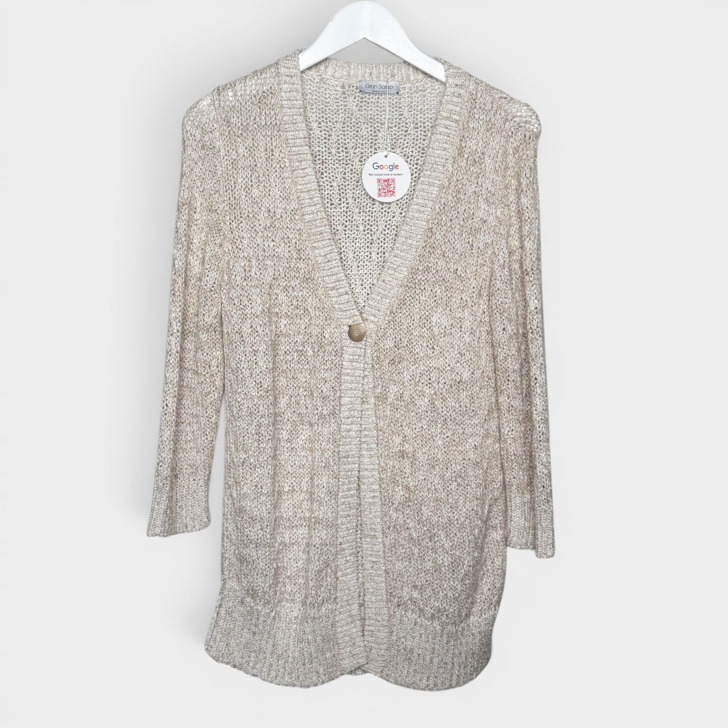 Gran Sasso Beige Cotton Linen Silk Cardigan Medium