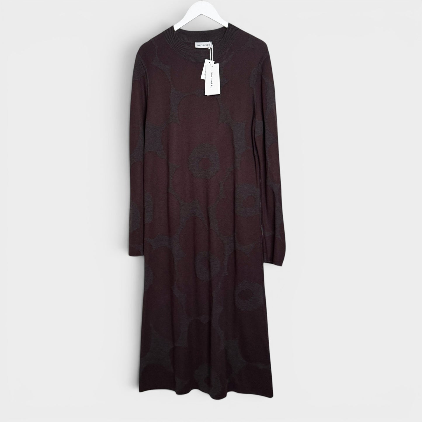 Marimekko Brown Unikko Jacquard Knit Midi Dress Medium ~ Large