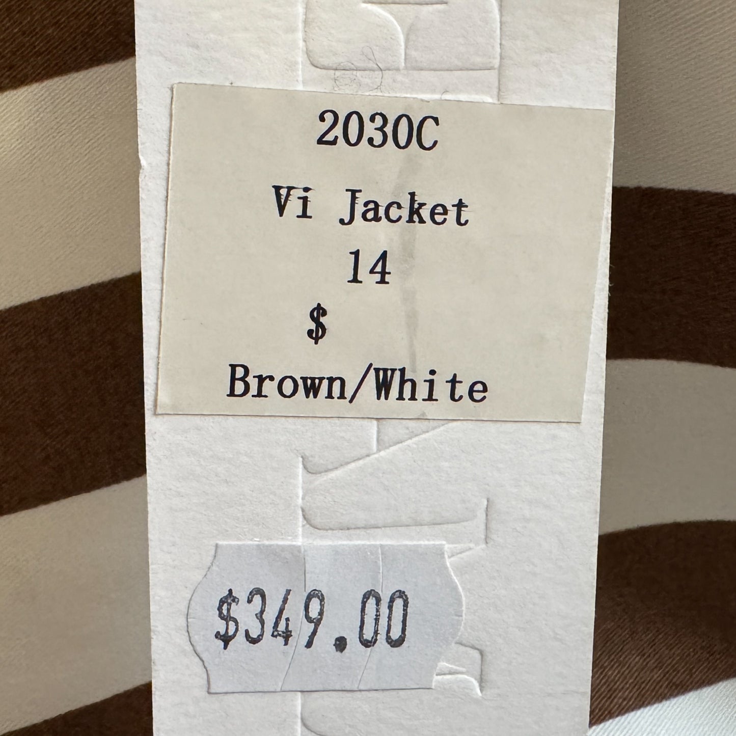 Kamare Brown & White Vi Striped Blazer Jacket Large ~ AU14
