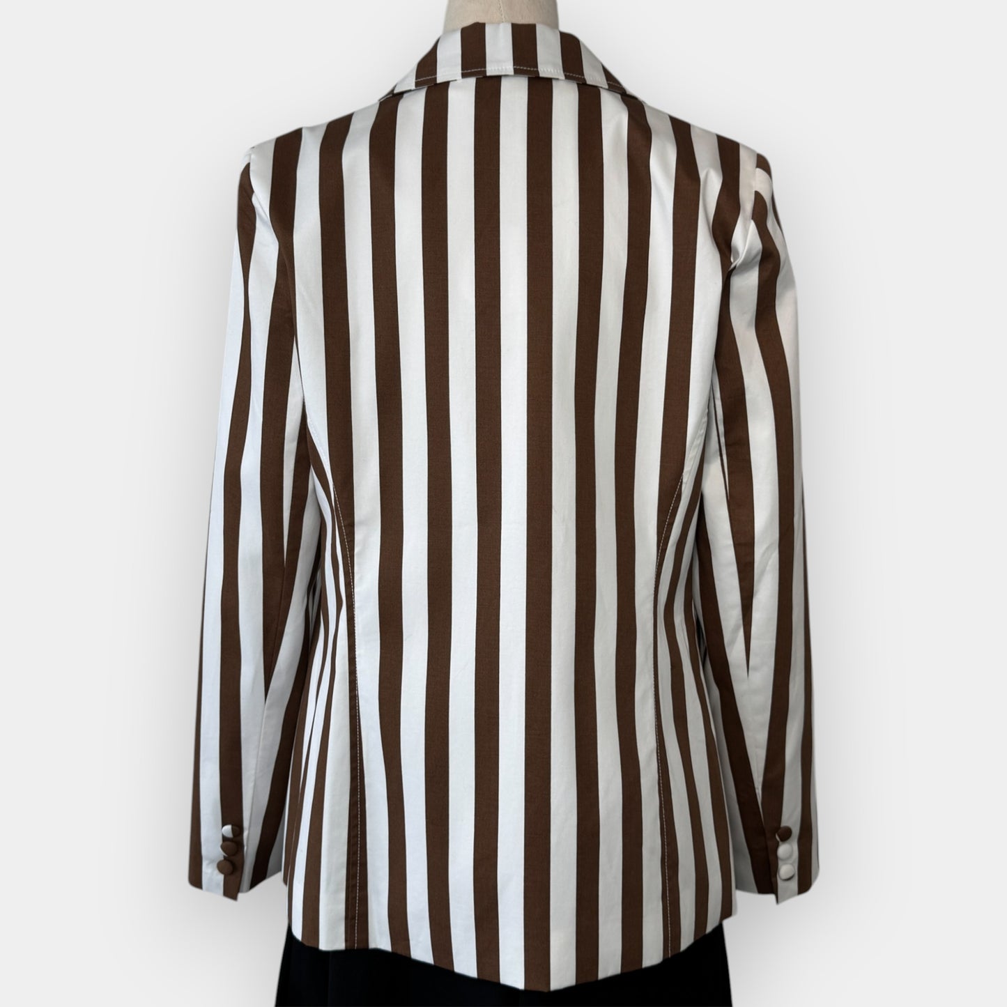 Kamare Brown & White Vi Striped Blazer Jacket Large ~ AU14