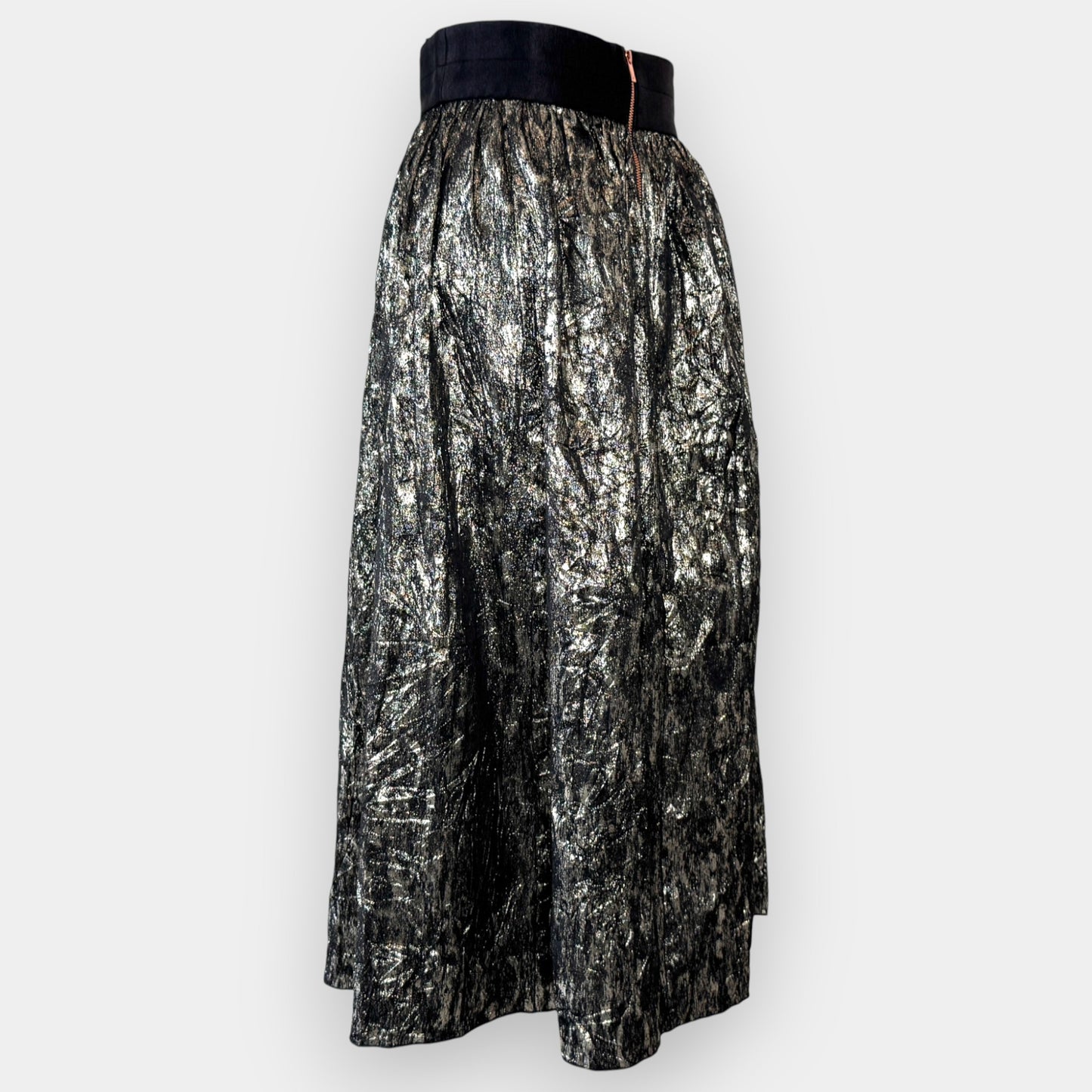 Ginger & Smart Black Metallic Long Skirt Small ~ AU8
