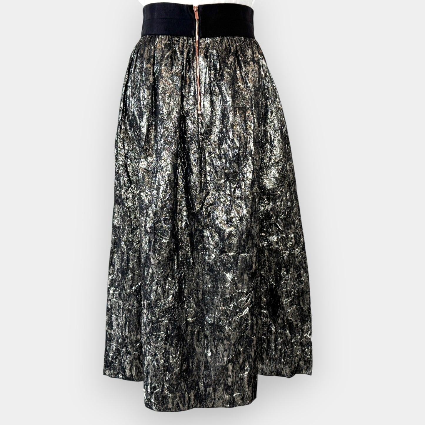 Ginger & Smart Black Metallic Long Skirt Small ~ AU8