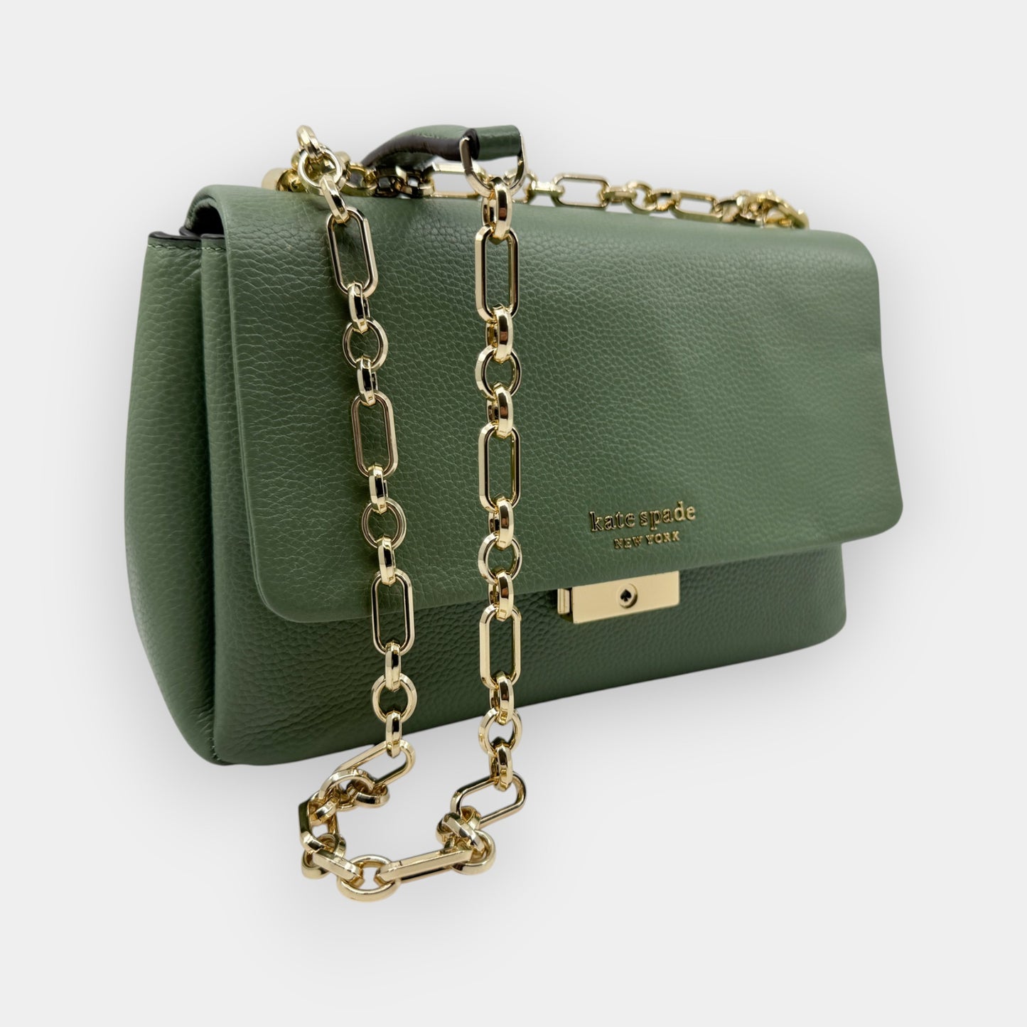 Kate Spade NY Light Olive Green Carlyle Flap Medium Shoulder Bag