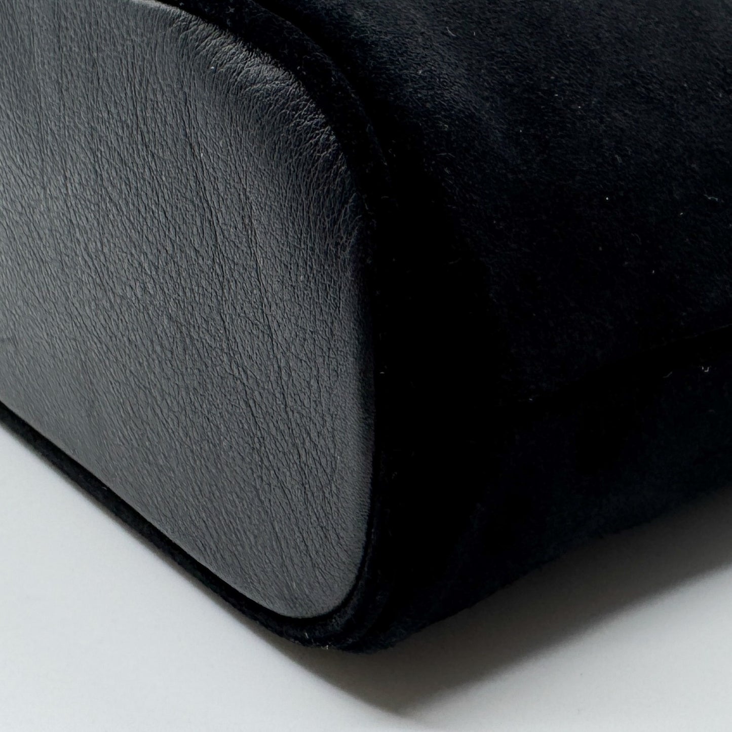 Vintage Furla Black Suede and Leather Top Handle Zip Bag