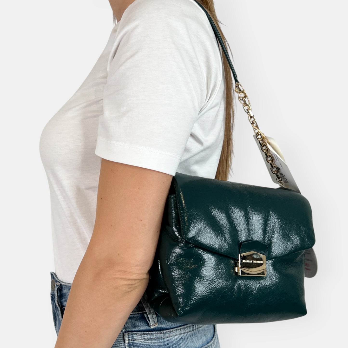Scanlan Theodore Forest Green Leather Small Pillow Bag