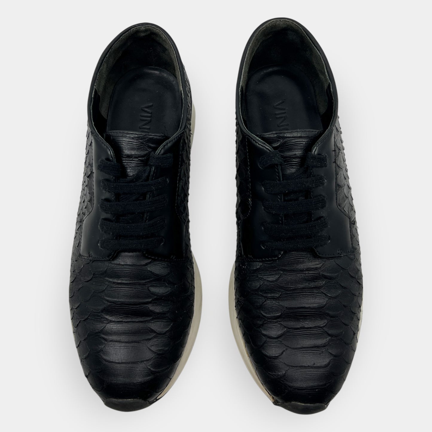 Vince Black Snake-Embossed Rayner Sneakers EU38 ~ AU7