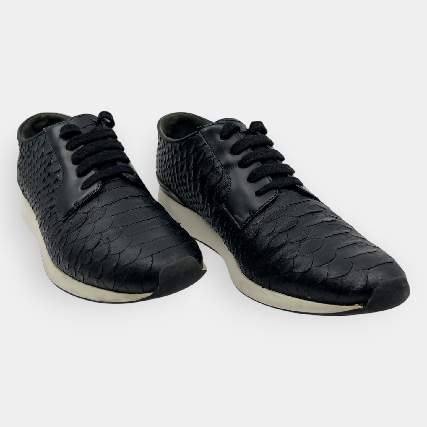 Vince Black Snake-Embossed Rayner Sneakers EU38 ~ AU7