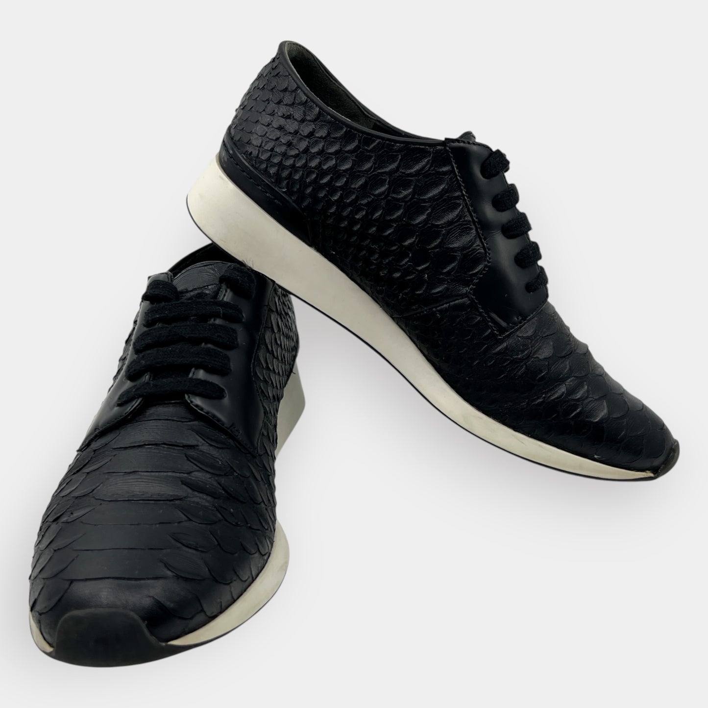 Vince Black Snake-Embossed Rayner Sneakers EU38 ~ AU7